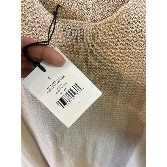 ONIA Dress Womens L Open Knit Linen Textured Swim Neutral Coverup Sweater NEW - Picture 9 of 15